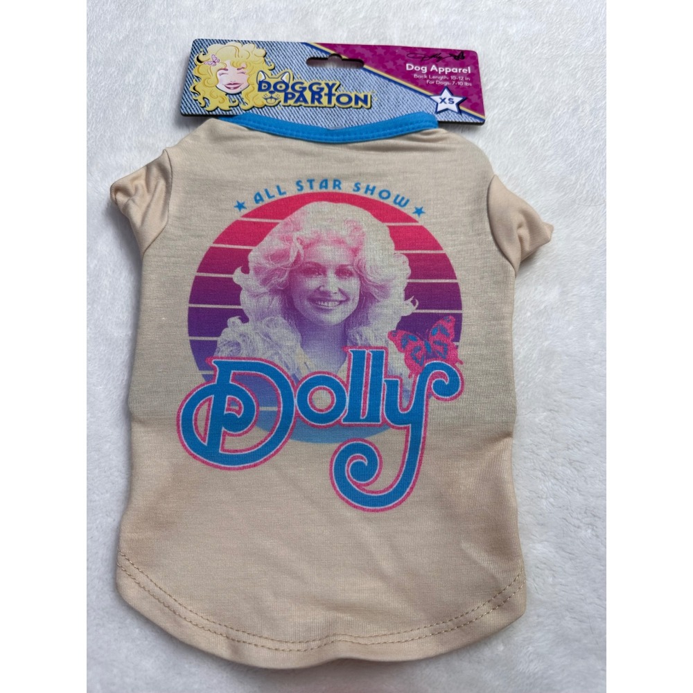 Doggy Parton All Star Show Tan Graphic Pet T-Shirt XS New With Tags